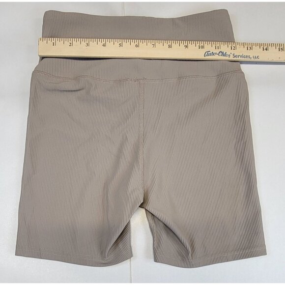Kimberly C Shorts Ribbed High-Waisted Bike Tan/Taupe Womens S New - Picture 6 of 6